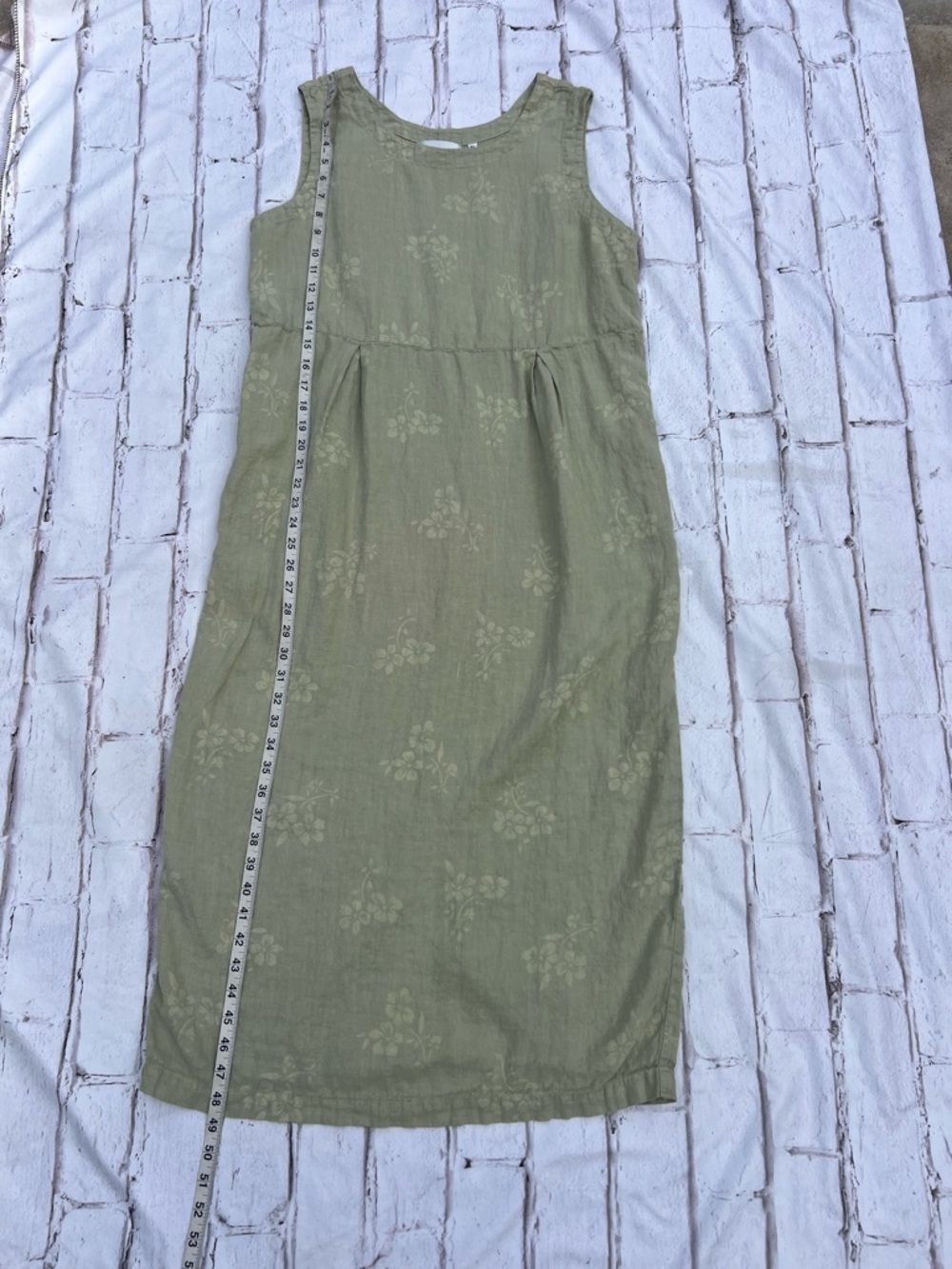 J. Jill Olive Green Sleeveless Maxi Dress 100% Linen - Picture 2 of 6